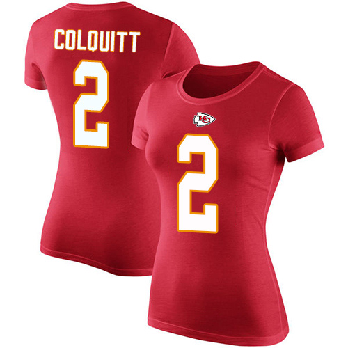 Women Kansas City Chiefs #2 Colquitt Dustin Red Rush Pride Name and Number TShirt